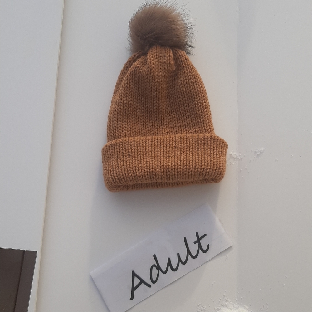 Ladies light Brown double knit very warm hat